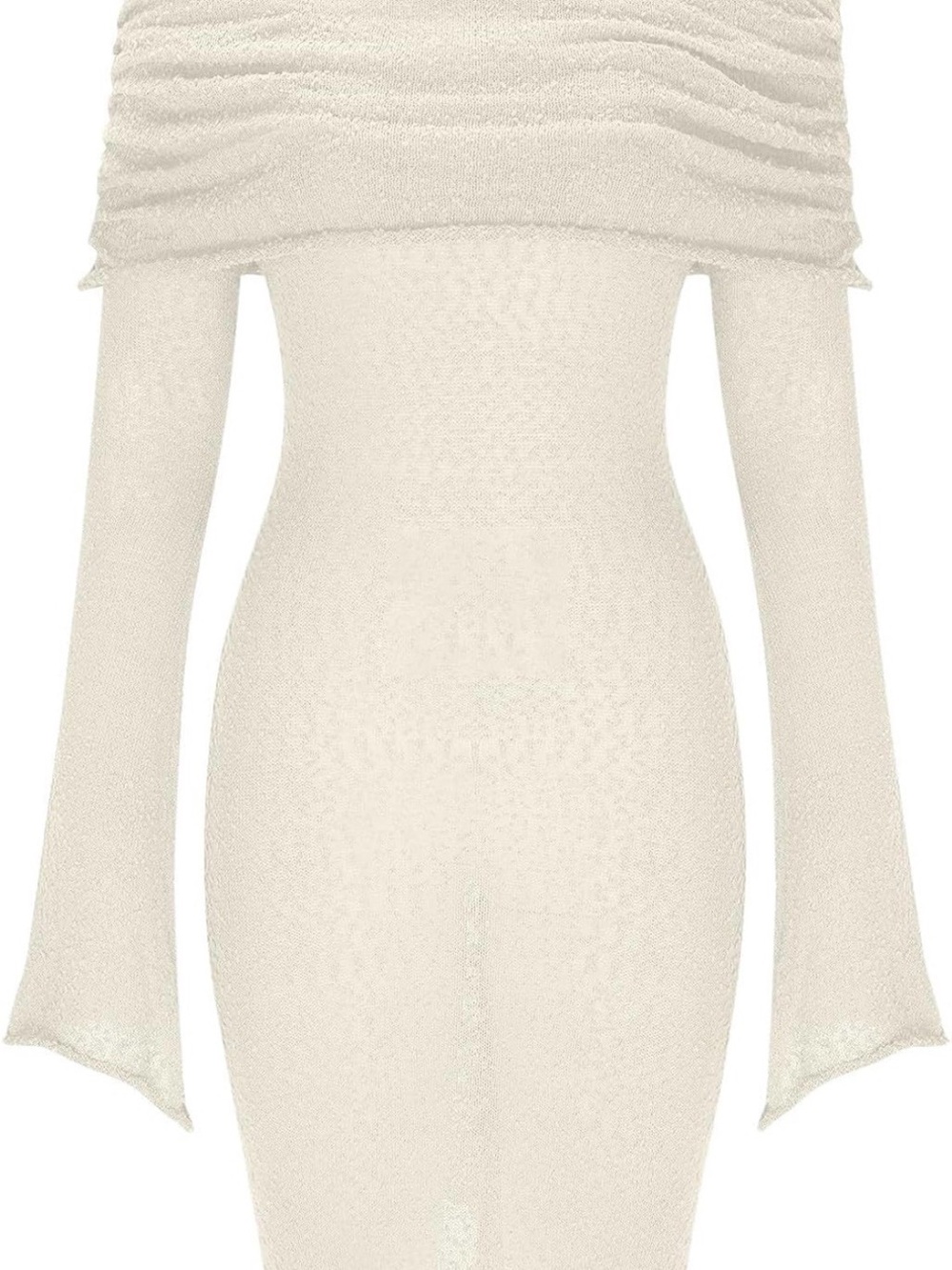 Womens Crochet Knit Swimsuit Coverup Mini Dress Summer Off Shoulder 049 - Picture 4 of 5